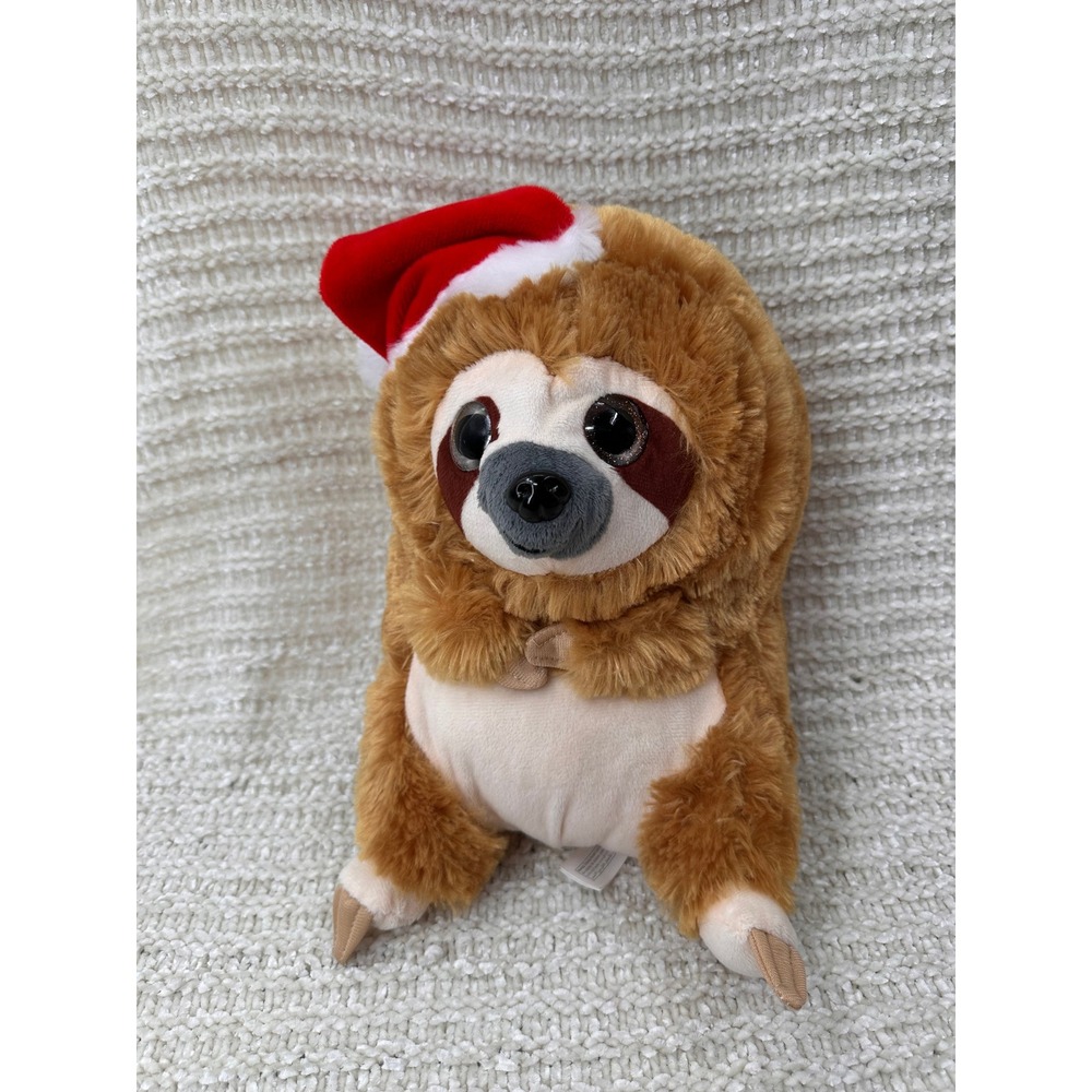 Nanco Sloth Plush Christmas Santa Hat Stuffed Animal Brown Holiday‎ Toy - Picture 9 of 10